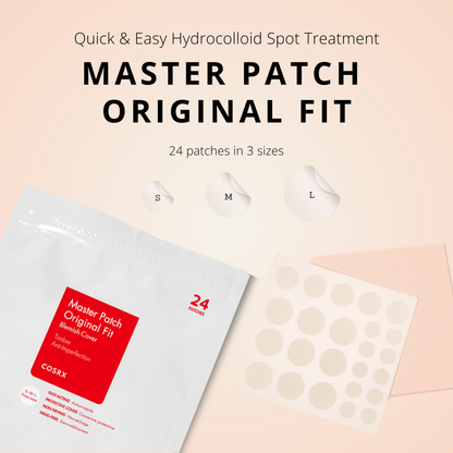 COSRX Master Patch Original Fit – hydrocolloid acne spot patches for pimples and breakouts.