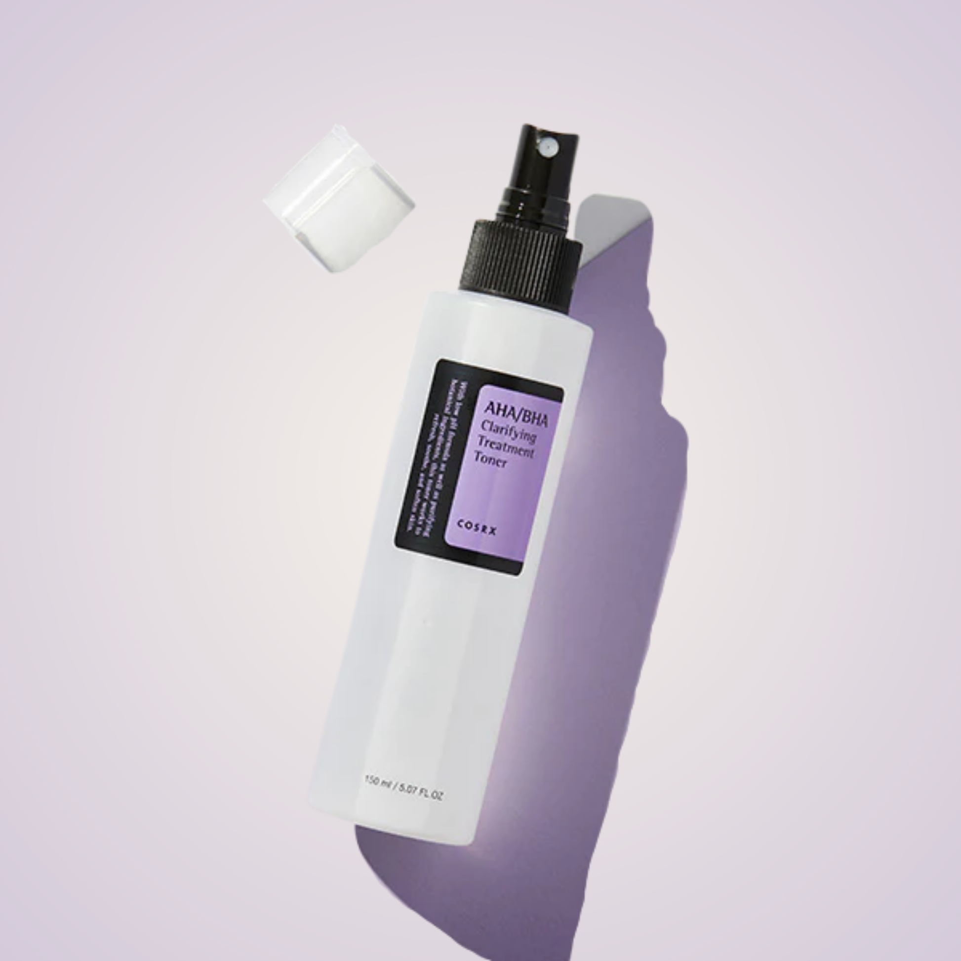 COSRX AHA/BHA Clarifying Treatment Toner flat lay – lightweight toner for smoother skin texture.