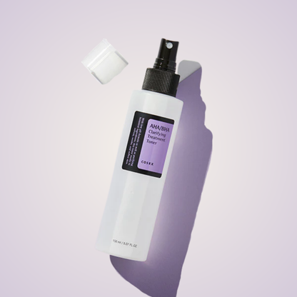 COSRX AHA/BHA Clarifying Treatment Toner flat lay – lightweight toner for smoother skin texture.