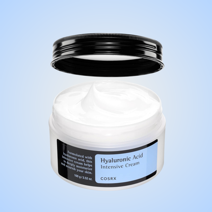 Open jar of COSRX Hyaluronic Acid Intensive Cream with whipped texture