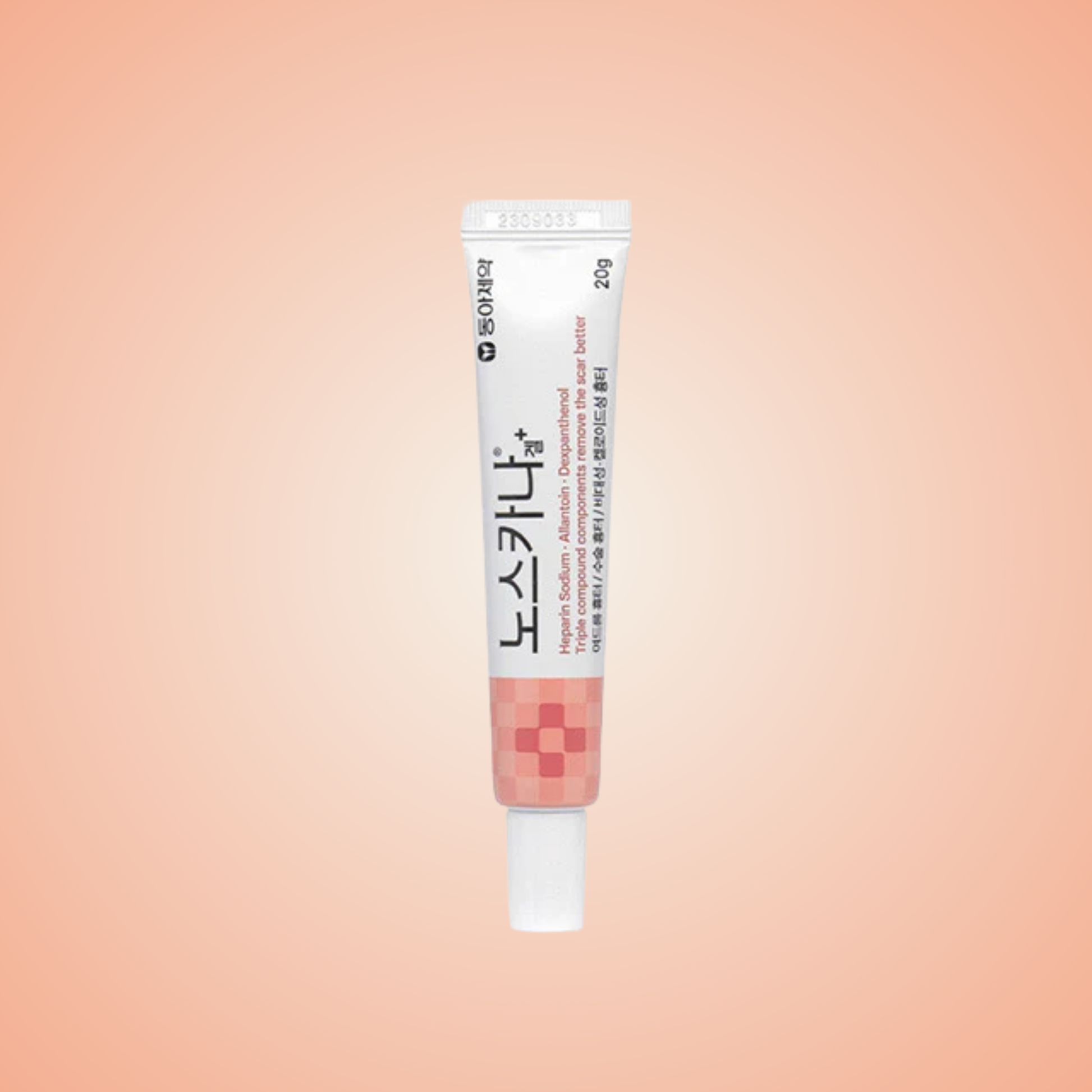 Flatlay of Dong-A Pharm Noscarna Acne Scars Removal Gel – dermatological scar care formula