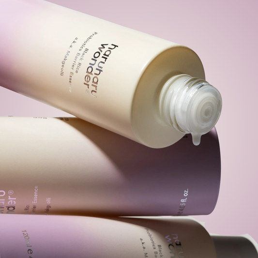 Closeup of haruharu wonder Black Rice Probiotics Barrier Essence – vegan essence for smoother, balanced, and nourished skin