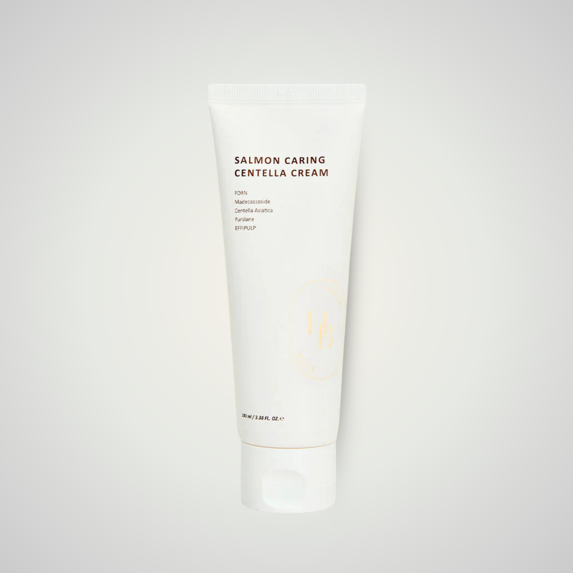 HEVEBLUE Salmon Caring Centella Cream 100ml – soothing cream with salmon extract and centella for calm, hydrated skin.
