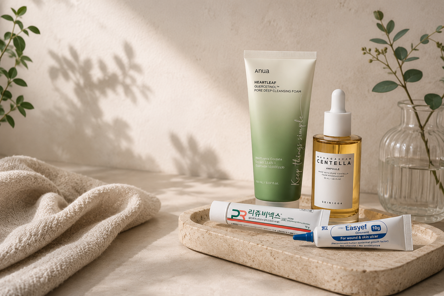 Korean skincare products for sensitive and recovering skin