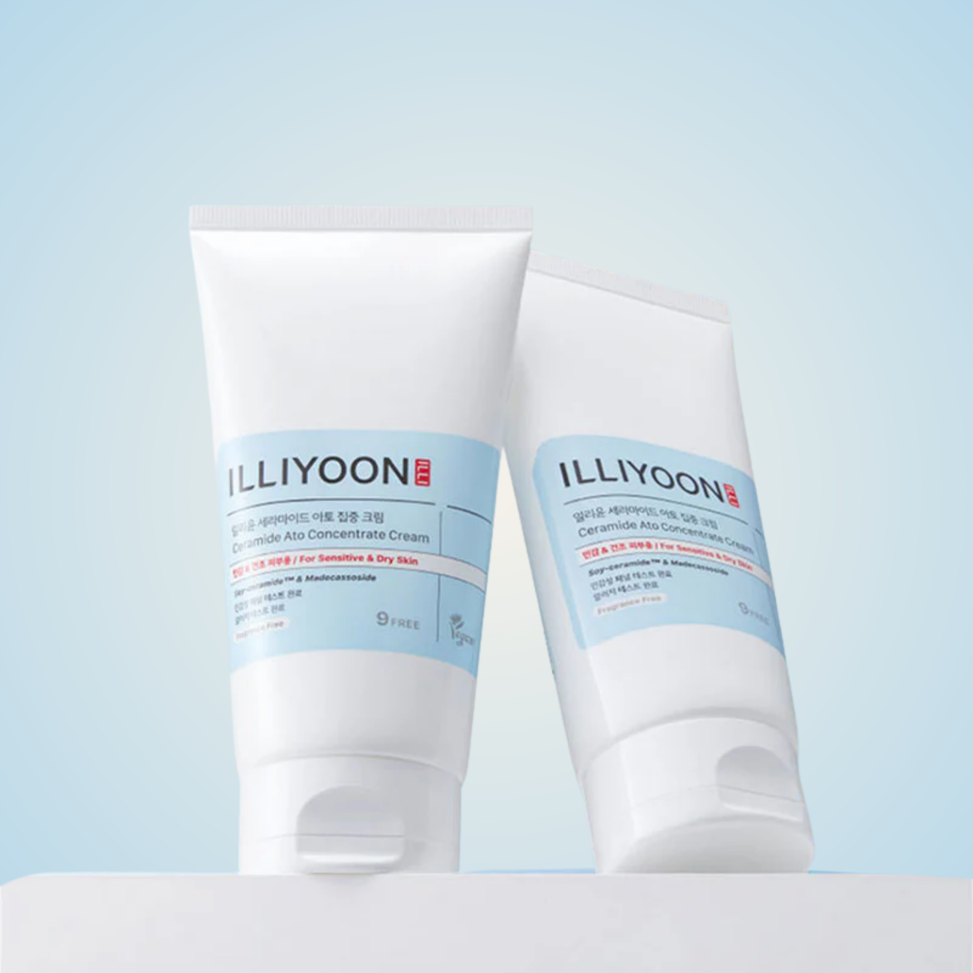 Two tubes of ILLIYOON Ceramide Ato Concentrate Cream – gentle daily hydration for sensitive skin