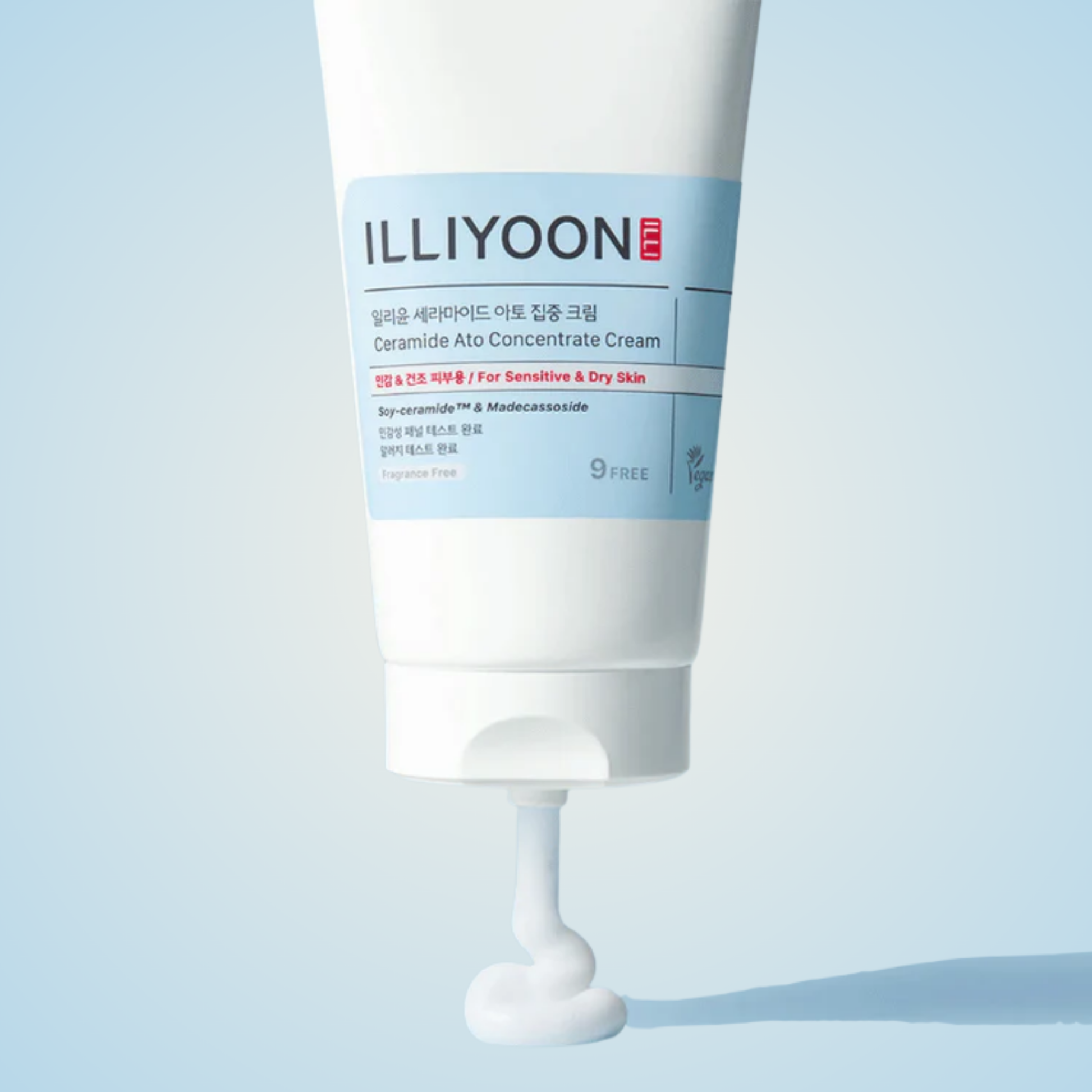Close-up of ILLIYOON Ceramide Ato Concentrate Cream texture – deeply moisturizing and soothing formula