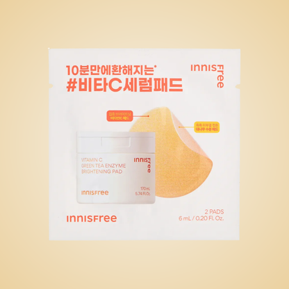 innisfree Vitamin C Green Tea Enzyme Brightening Toner Pads 2 pcs
