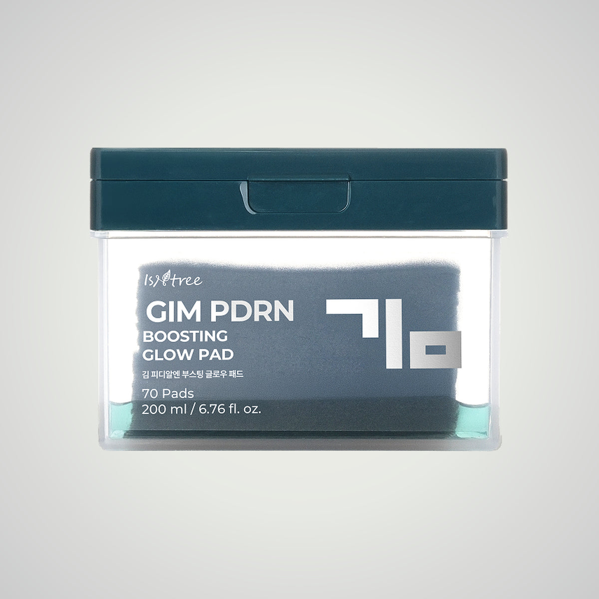 Isntree GIM PDRN Boosting Glow Pad 200ml/70ea on a soft neutral background.