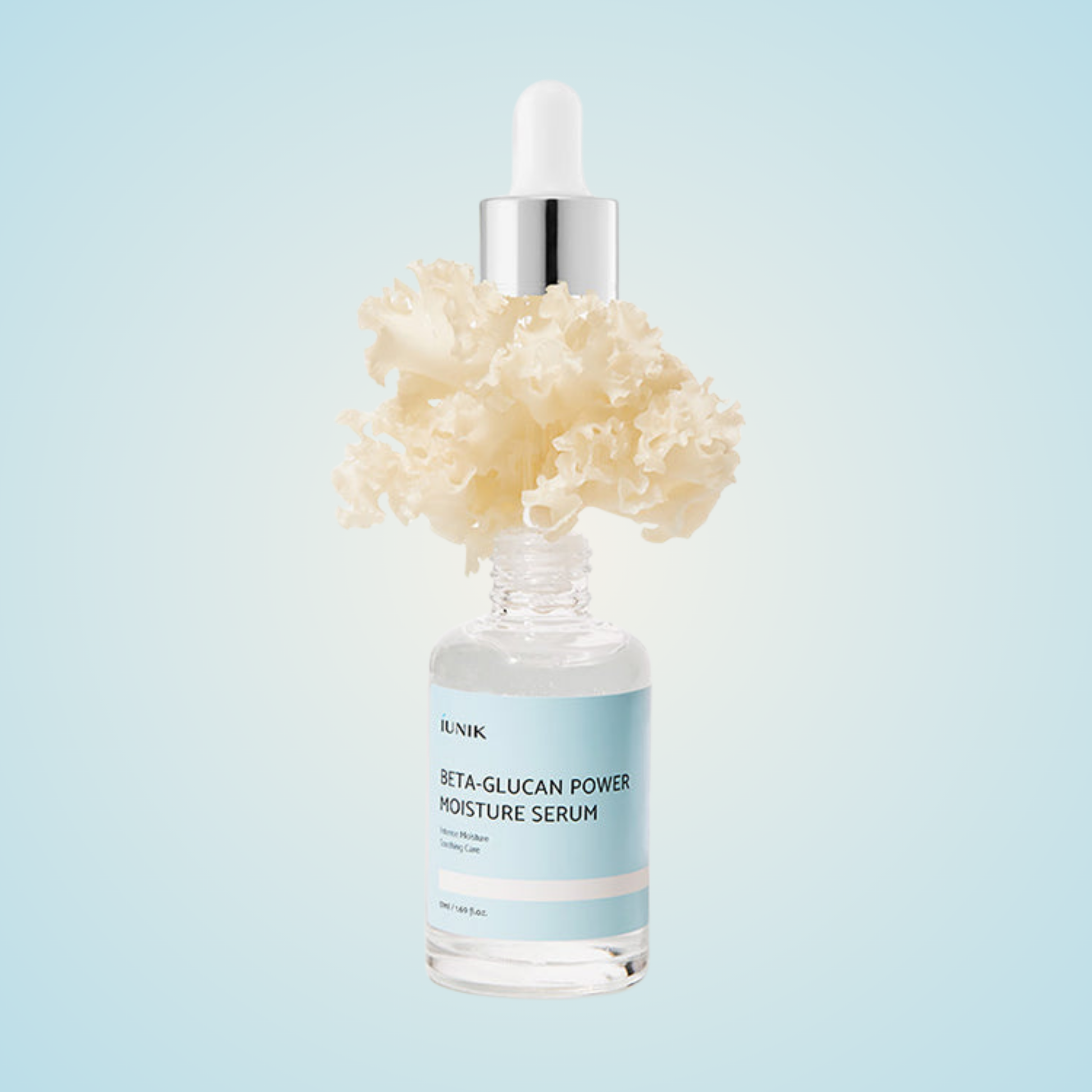 iUNIK Beta-Glucan Serum with natural mushroom extract background