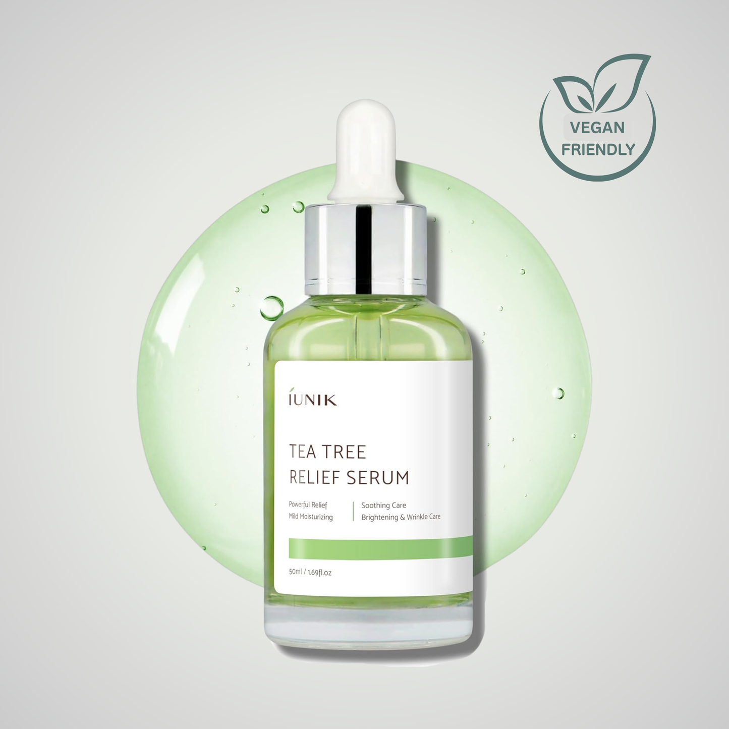 iUNIK Tea Tree Relief Serum 50ml front bottle with dropper