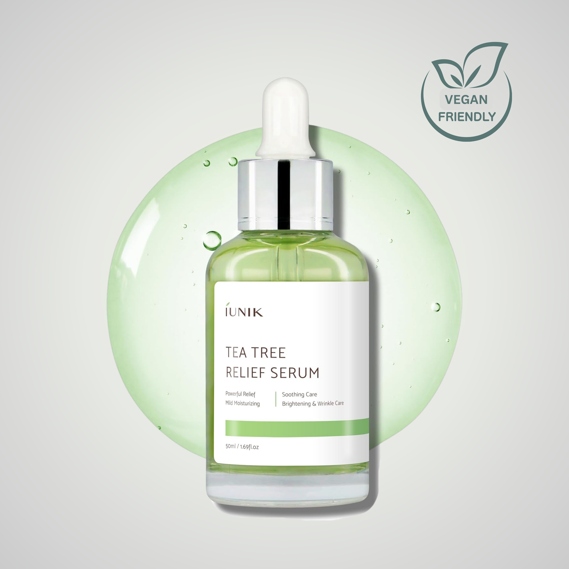 iUNIK Tea Tree Relief Serum 50ml front bottle with dropper