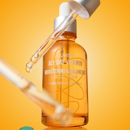 Close-up of Jumiso All Day Vitamin Brightening & Balancing Serum dropper – brightening vitamin serum for fresh, glowing skin.