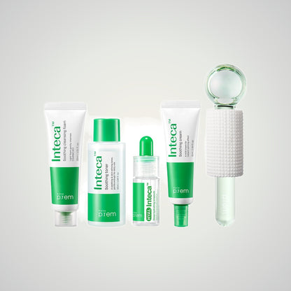 make p:rem Inteca Soothing Trial Kit on a soft neutral background.