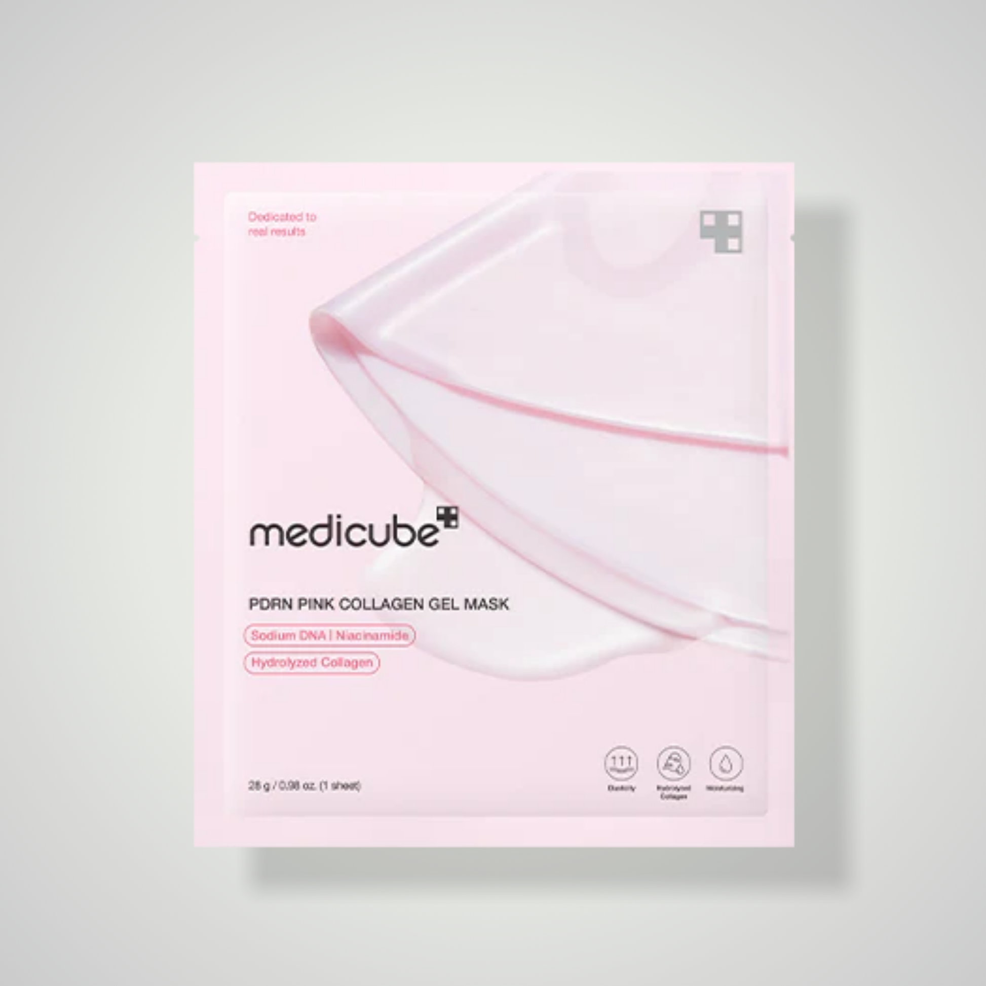 Medicube PDRN Pink Collagen Gel Mask 28g – hydrating collagen sheet mask for firm, glowing skin.