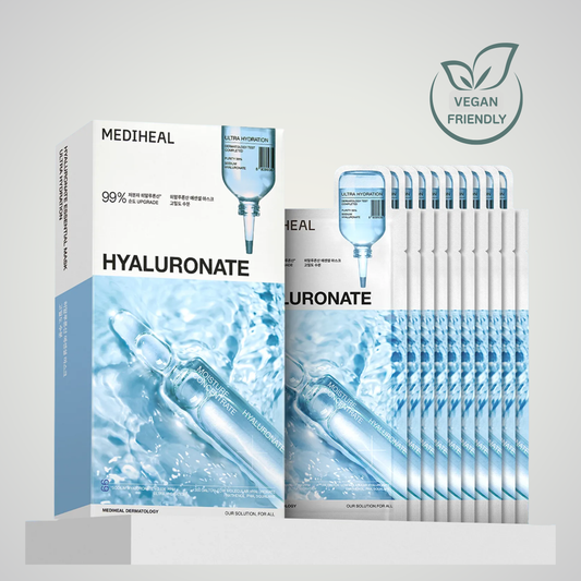 A cooling, essence-rich hyaluronic mask set designed to deeply hydrate and refresh dehydrated skin.
