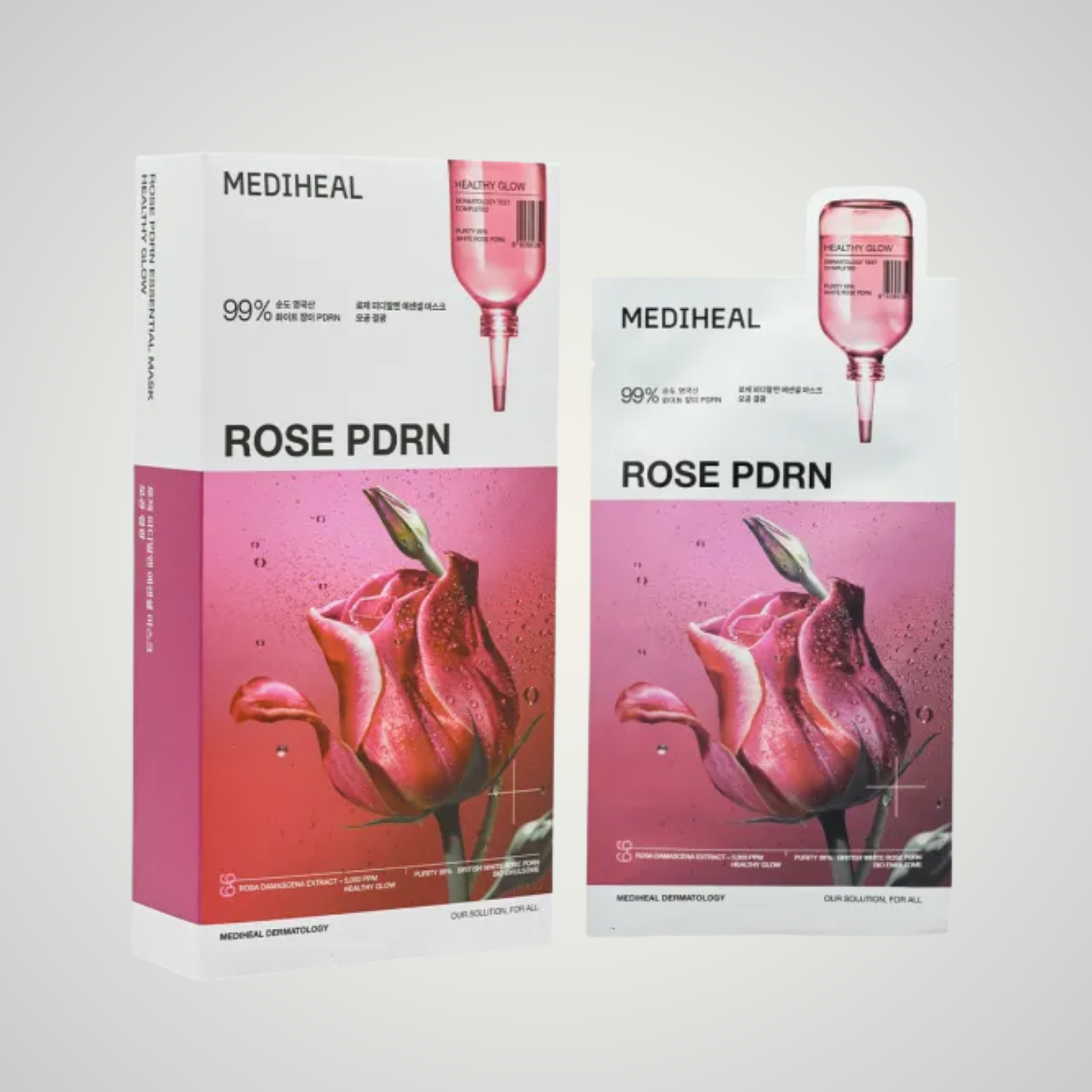 MEDIHEAL Rose PDRN Essential Mask Healthy Glow sheet mask packaging