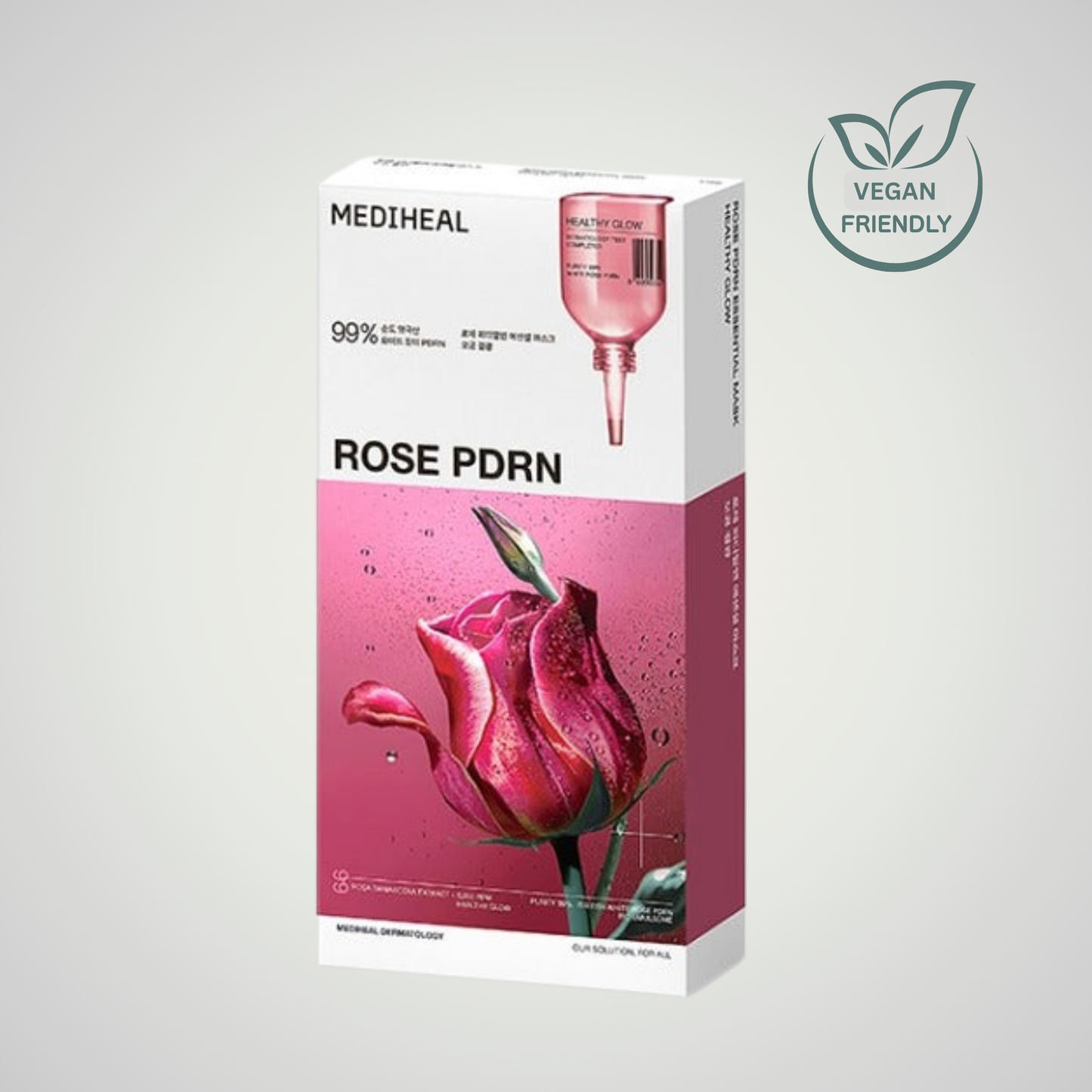 MEDIHEAL Rose PDRN Essential Mask Healthy Glow angled packaging view