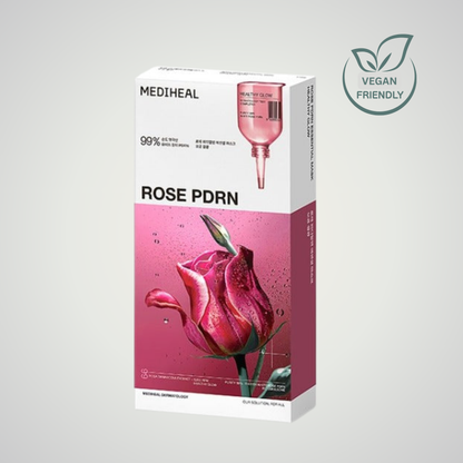 MEDIHEAL Rose PDRN Essential Mask Healthy Glow angled packaging view