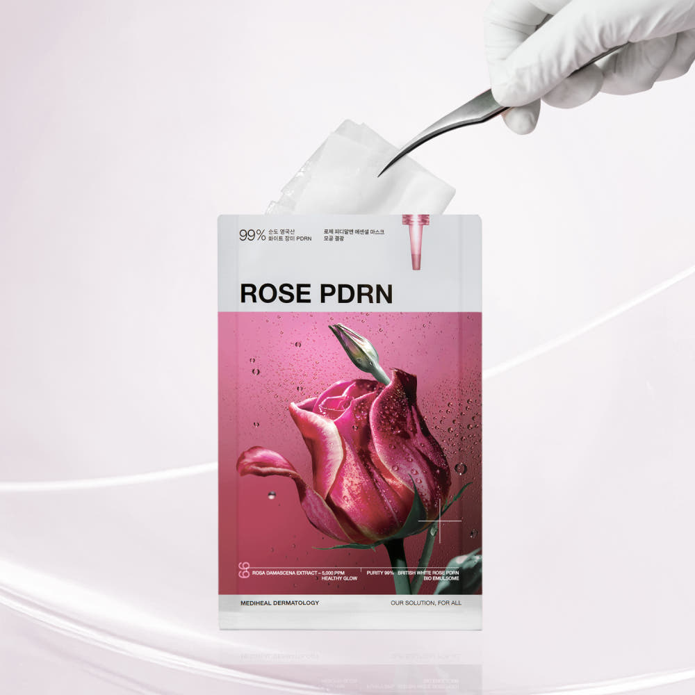 MEDIHEAL Rose PDRN Essential Mask essence texture for healthy glow