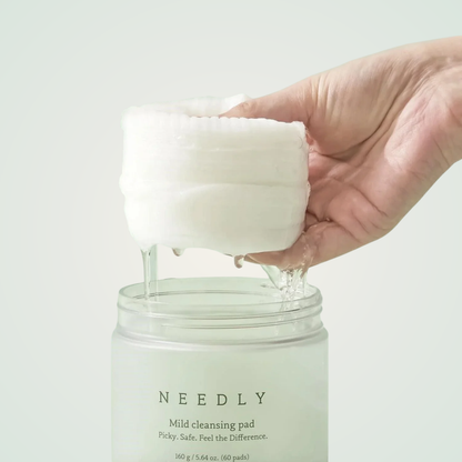 Using NEEDLY Mild Cleansing Pad – soft texture saturated with essence for smooth, hydrated skin