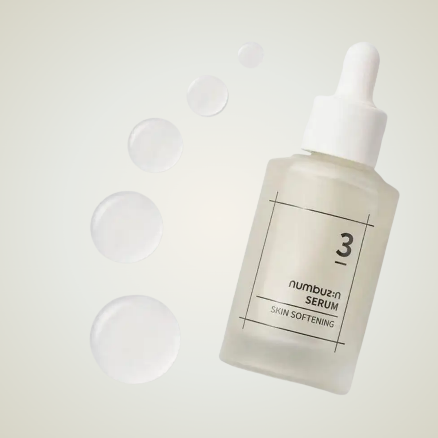 Numbuzin No.3 Skin Softening Serum with serum droplets – boosts skin texture and glow