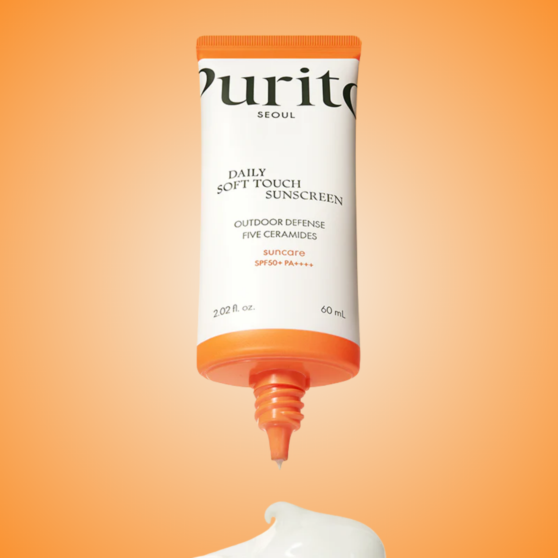 Purito SEOUL Daily Soft Touch Sunscreen – creamy lightweight texture being dispensed from tube