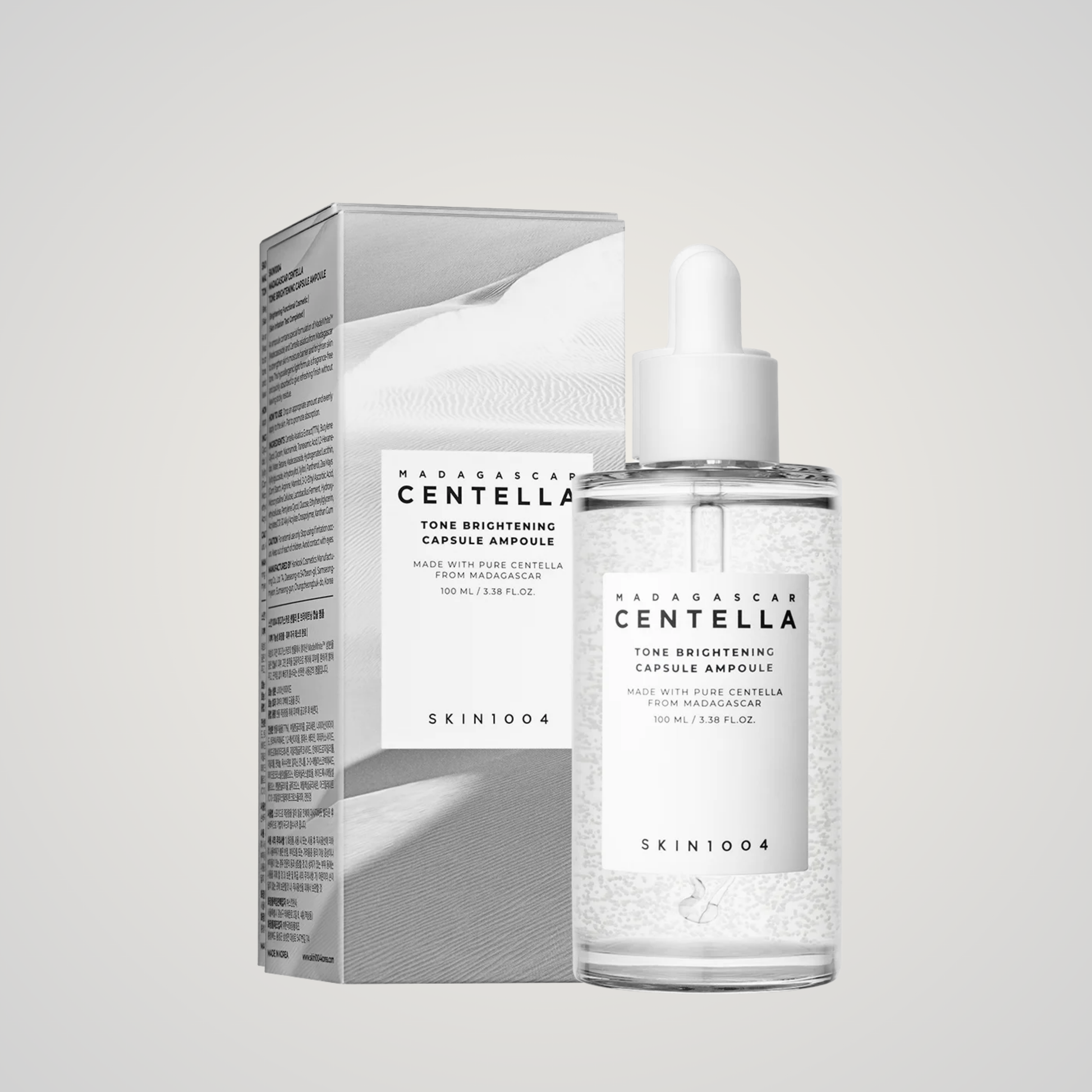 SKIN1004 Madagascar Centella Brightening Ampoule – 100ml serum with soothing centella and tone-evening actives.