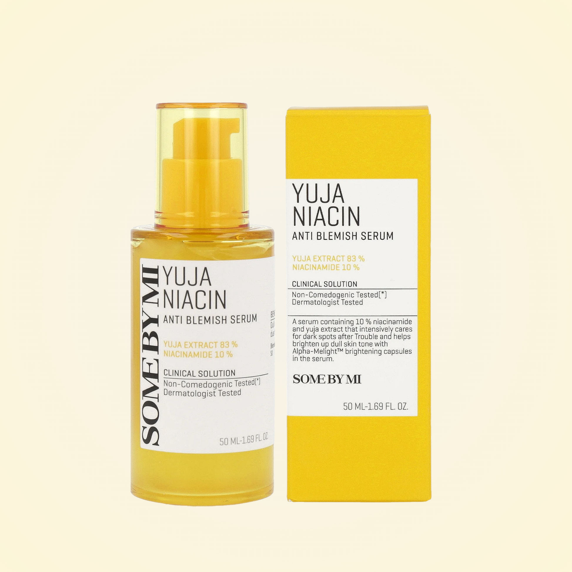 SOME BY MI Yuja Niacin Anti Blemish Serum 50ml with packaging box