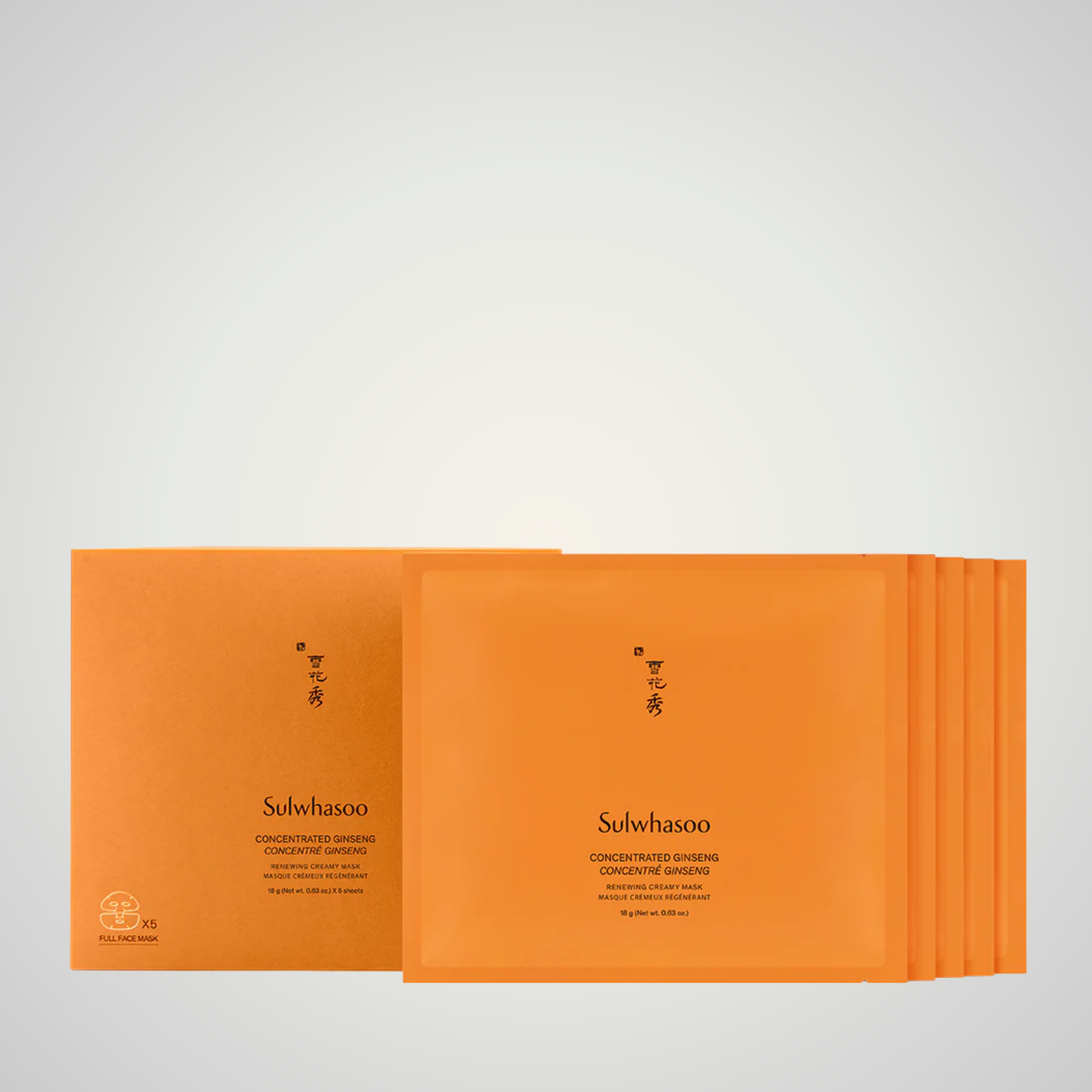 Sulwhasoo Concentrated Ginseng Renewing Creamy Mask 5 sheet masks nourishing Korean ginseng mask