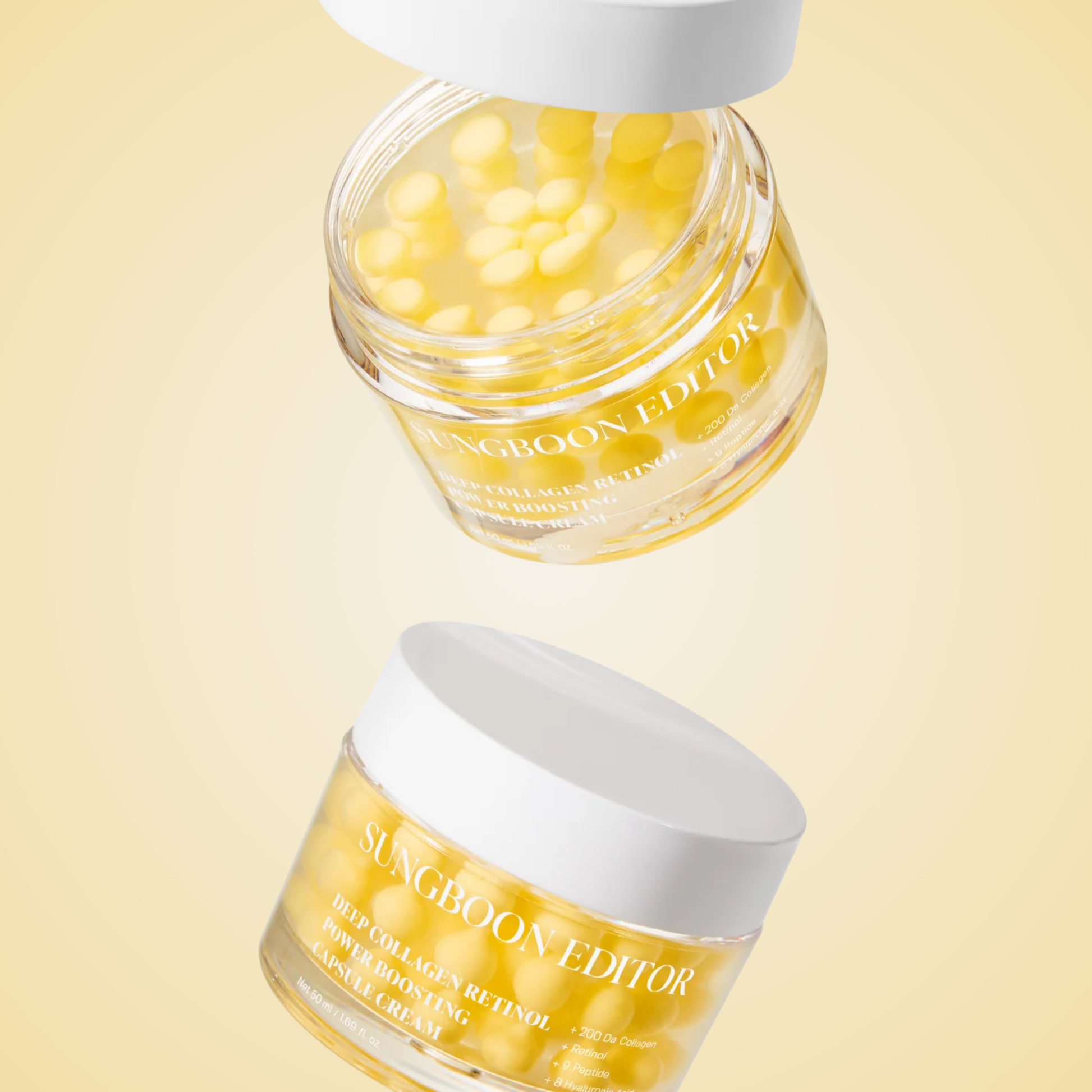 Two jars of SUNGBOON EDITOR Deep Collagen Retinol Cream – lightweight yet deeply rejuvenating skincare