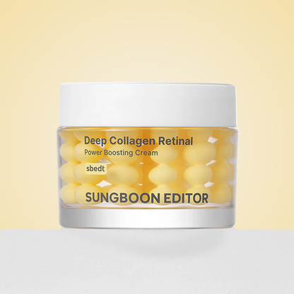 Open jar of SUNGBOON EDITOR Deep Collagen Retinol Cream – rich nourishing texture for firm, radiant skin