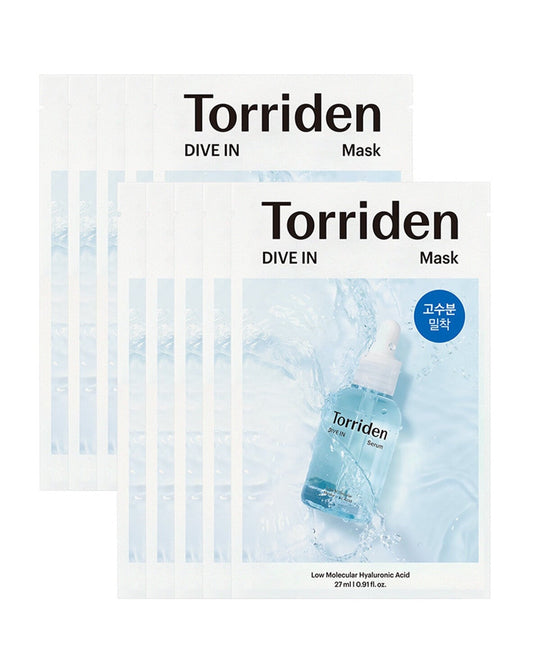 Torriden DIVE-IN Hyaluronic Acid sheet mask individual packets hydrating Korean face mask